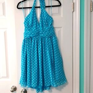 Amisu blue polka dot halter dress